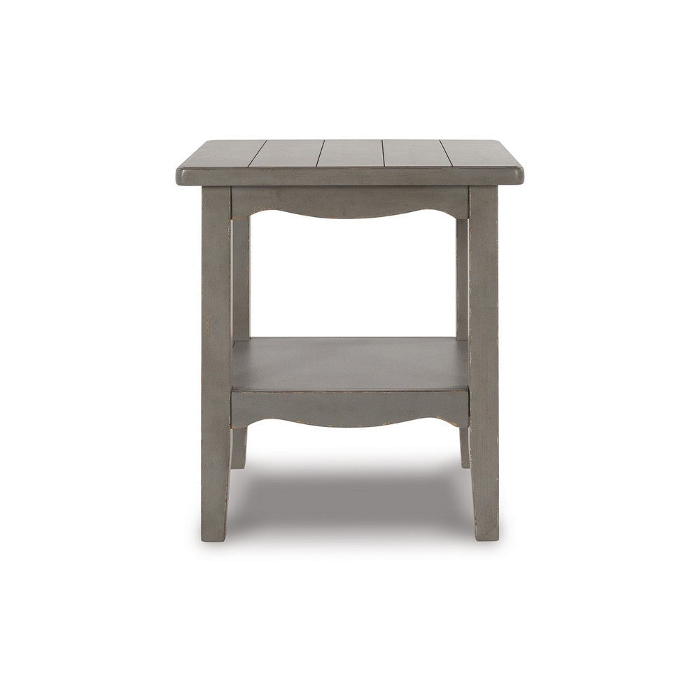 Arin 26 Inch Side End Table Open Shelf Vintage Style Gray Hardwood By Casagear Home BM311734