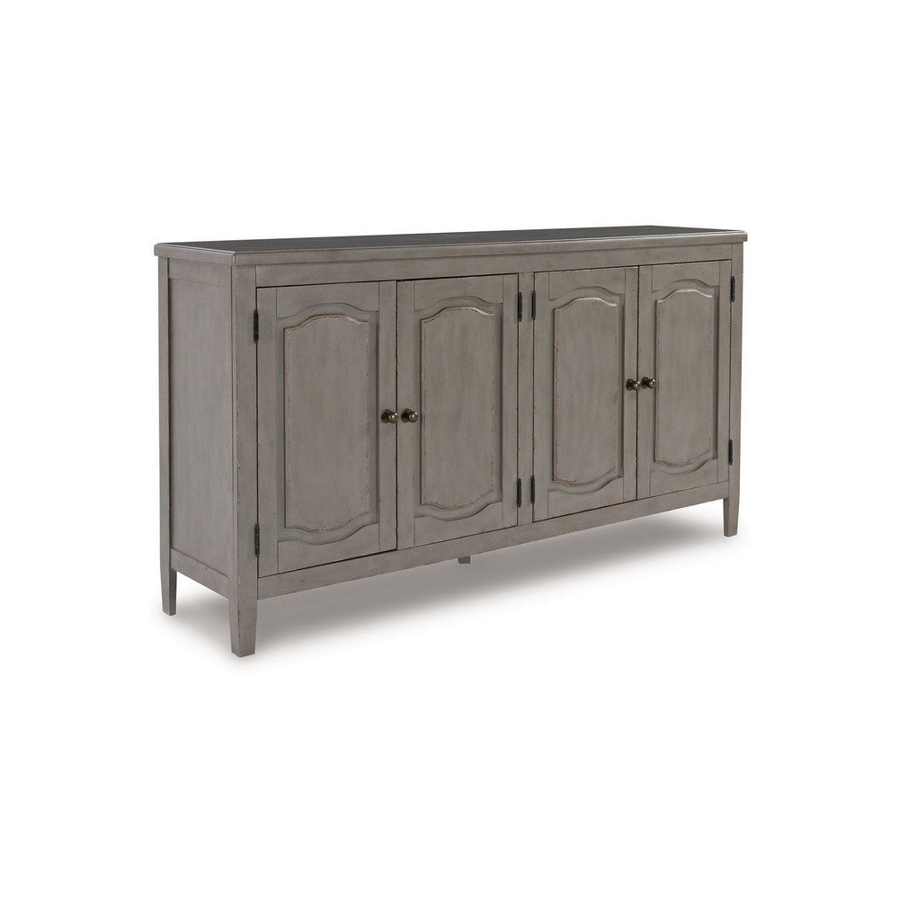 Arin 68 Inch Sideboard Cabinet Console with 2 Doors, Antique Gray Wood By Casagear Home