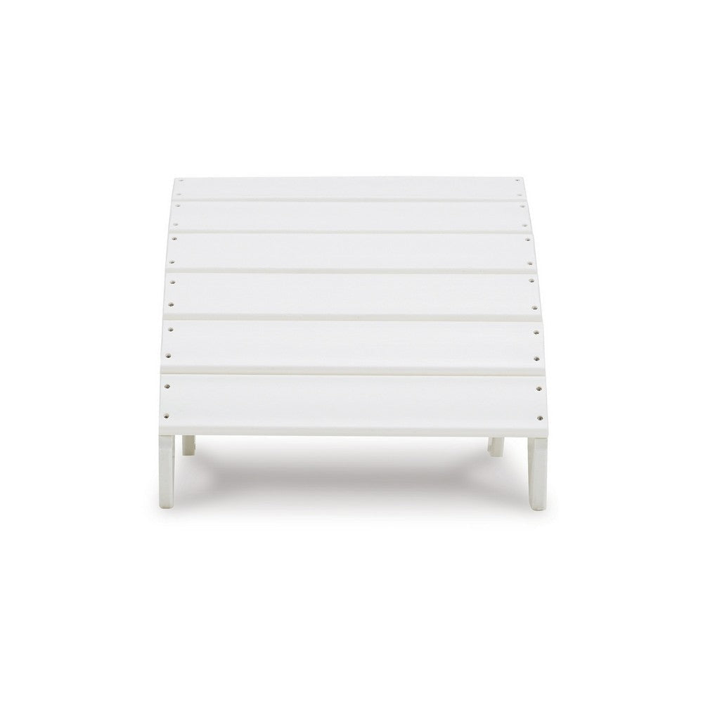 Suen 20 Inch Ottoman Footrest Outdoor White Sloped Slatted Style Steel By Casagear Home BM311744