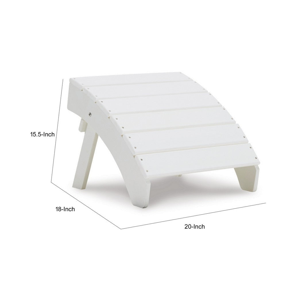 Suen 20 Inch Ottoman Footrest Outdoor White Sloped Slatted Style Steel By Casagear Home BM311744