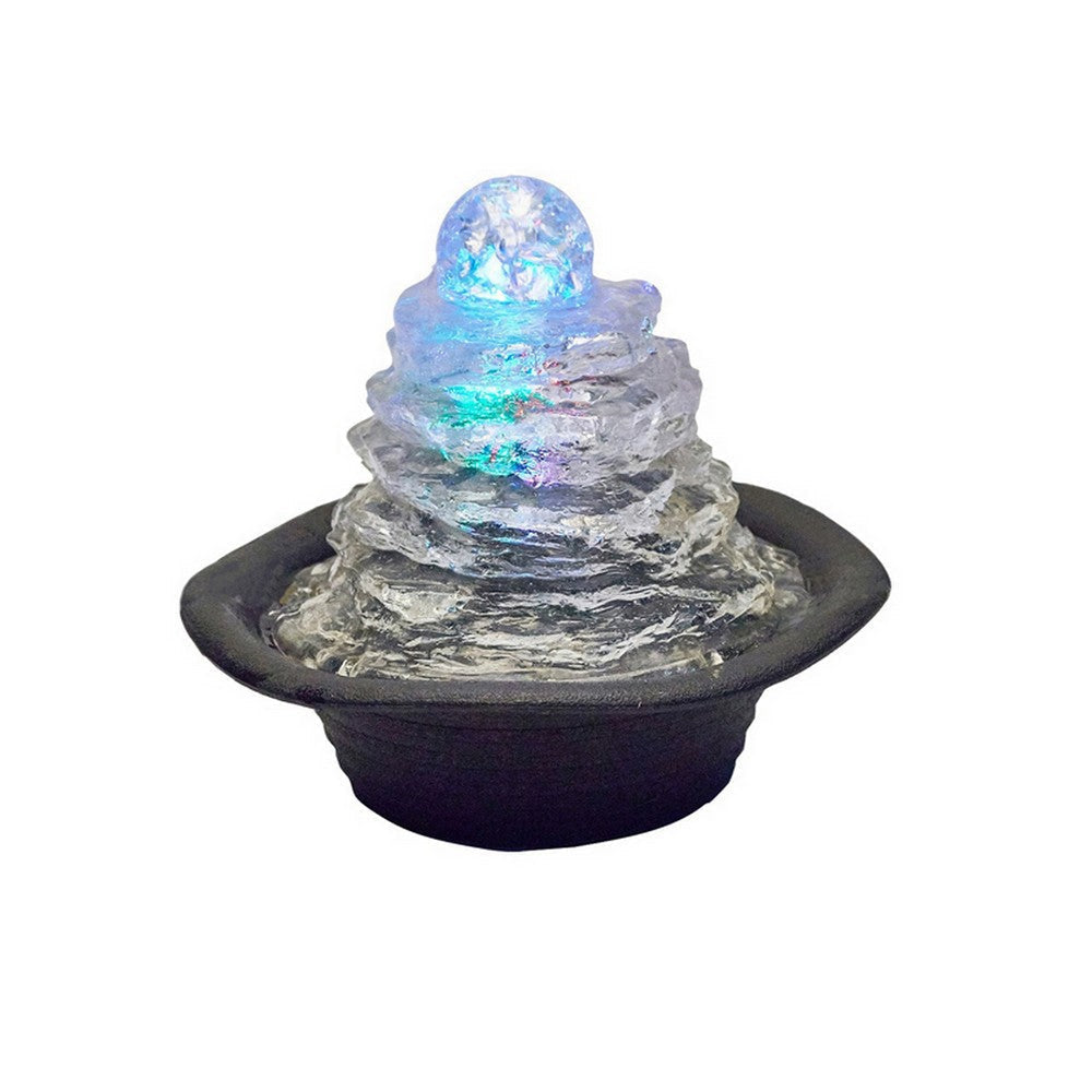 Sumi 9 Inch Ice Tabletop Water Fountain, Rock Climb Glass Ball, Multicolor By Casagear Home