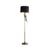 65 Inch Floor Lamp, Peacock, Linen Drum Shade, Pedestal Branch, Gold Finish By Casagear Home