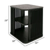 19 Inch Side End Table 3 Shelves Modern Vertical Slats Black Ash Wood By Casagear Home BM311774