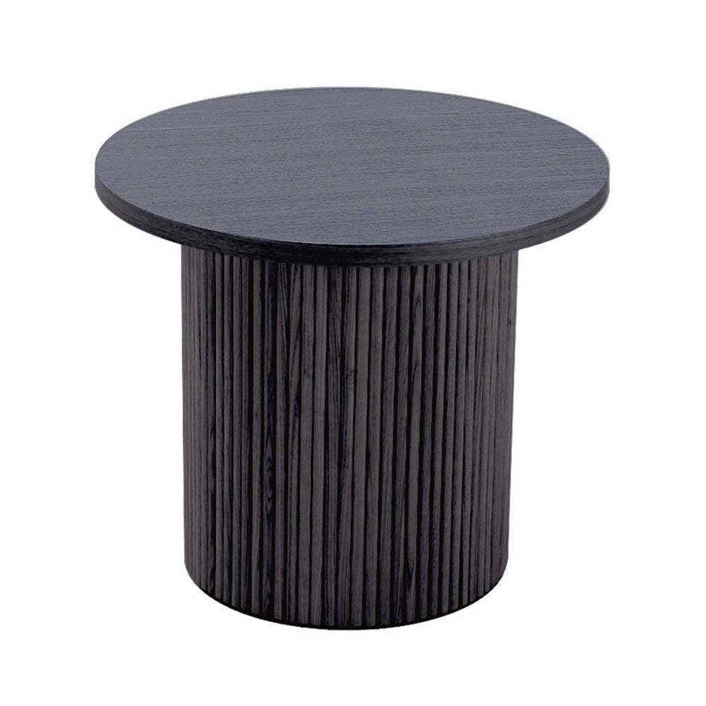 Cid Cue 24 Inch Side End Table Tambour Pedestal Base Black Ash Veneer By Casagear Home BM311775