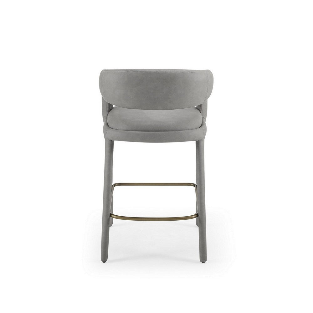 Cid Taya 26 Inch Counter Stool Chair Tapered Legs Gray Faux Leather By Casagear Home BM311779