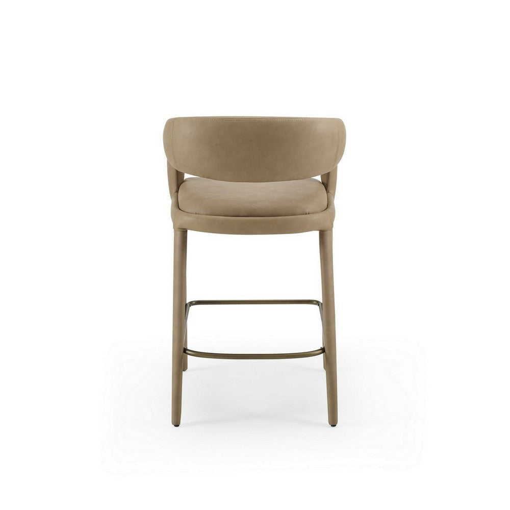 Cid Taya 26 Inch Counter Stool Chair Tapered Legs Tan Faux Leather By Casagear Home BM311780