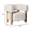 31 Inch Accent Chair Modern Brown Wood Frame White Fabric Upholstery By Casagear Home BM311781