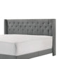 Lih California King Bed Wingback Tufted Headboard Wood Legs Gray By Casagear Home BM311801