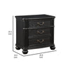 Berry 27 Inch Nightstand Wood Metal Handles 3 Drawers Classic Black By Casagear Home BM311808