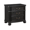 Berry 27 Inch Nightstand, Wood, Metal Handles, 3 Drawers, Classic Black By Casagear Home