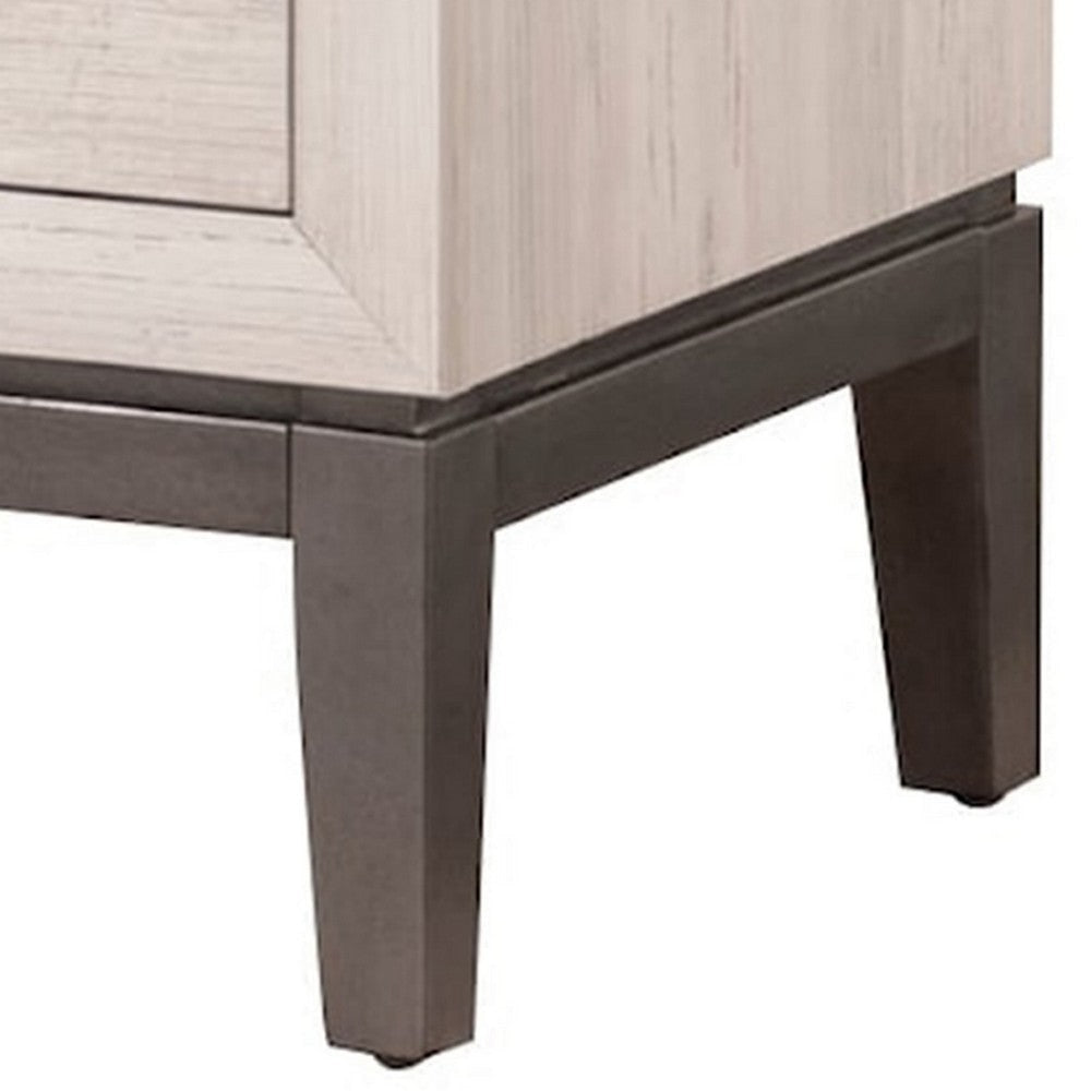 Vice 25 Inch Nightstand Wood Frame 2 Drawers Metal Handles Beige Brown By Casagear Home BM311814