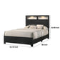 Yoh Queen Size Bed Wood Headboard with Lights and Shelves Black By Casagear Home BM311819