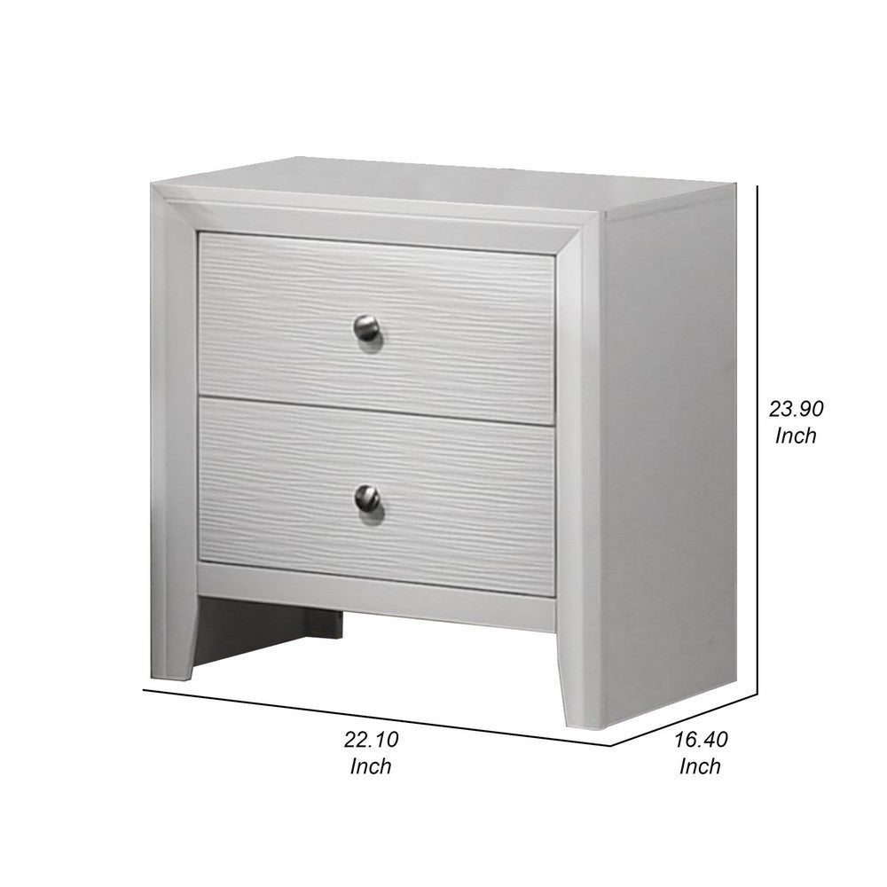 Eve 24 Inch Nightstand 2 Drawers Metal Knobs Modern White Wood By Casagear Home BM311820