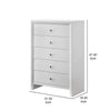 Eve 47 Inch Tall Dresser Chest 5 Drawers with Metal Knobs White Wood By Casagear Home BM311821