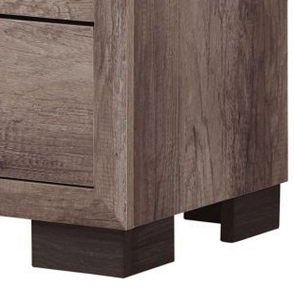 Rangley 24 Inch Nightstand 2 Drawers Chrome Metal Handles Brown Wood By Casagear Home BM311822