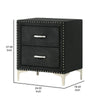 Moha 28 Inch Nightstand Wood 2 Drawers Metal Handles Black Velvet By Casagear Home BM311827