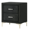 Moha 28 Inch Nightstand, Wood, 2 Drawers, Metal Handles, Black Velvet By Casagear Home