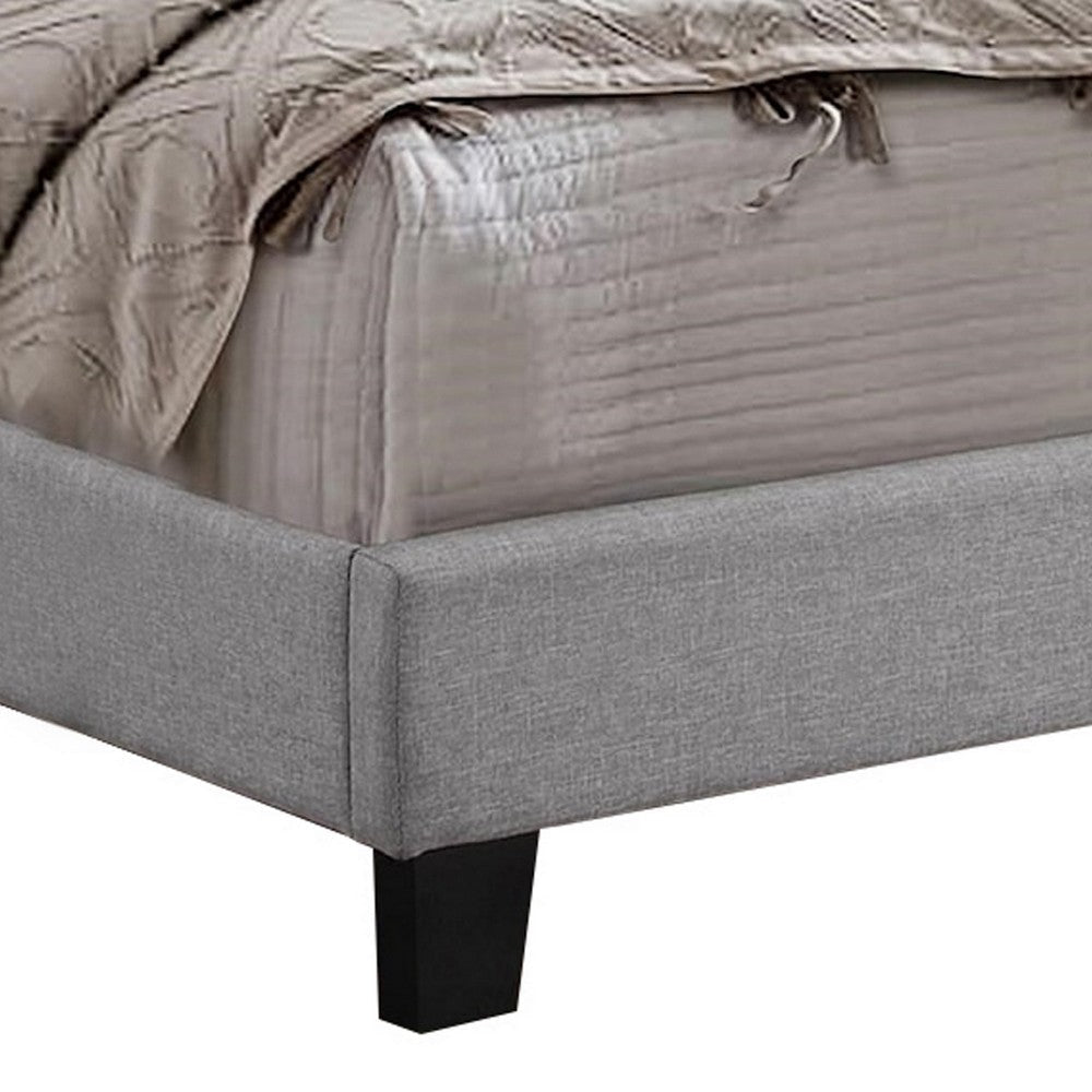 Shirin Queen Size Bed Wood Nailhead Trim Upholstered Headboard Gray By Casagear Home BM311839