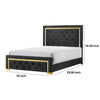 Robin Full Size Bed Platform Base Gold Button Tufted Black Upholstery By Casagear Home BM311846