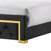 Robin Queen Size Bed Platform Base Gold Button Tufted Black Upholstery By Casagear Home BM311848