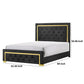 Robin Queen Size Bed Platform Base Gold Button Tufted Black Upholstery By Casagear Home BM311848