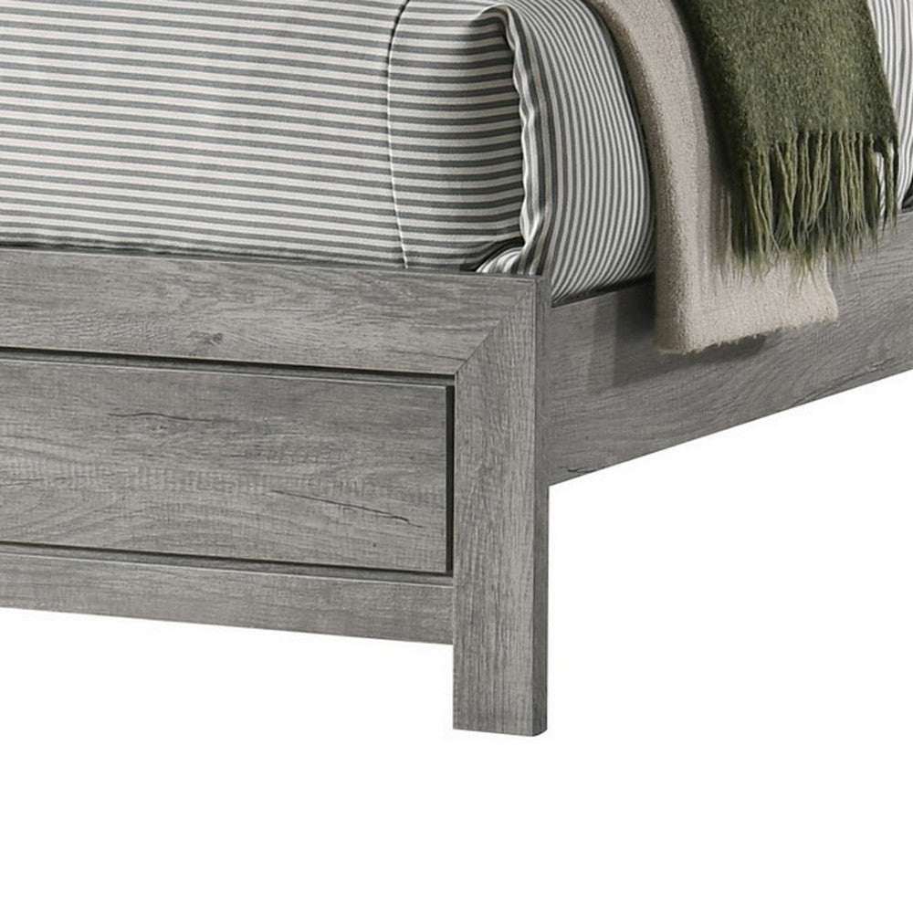 Robin Twin Size Bed Low Profile Base Rustic Gray Driftwood Finish By Casagear Home BM311849