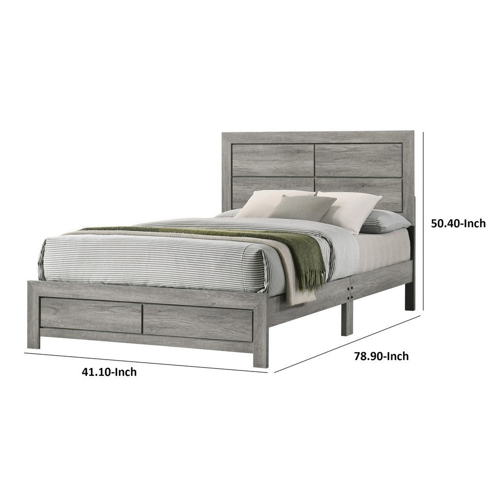 Robin Twin Size Bed Low Profile Base Rustic Gray Driftwood Finish By Casagear Home BM311849