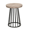 Rita 24 Inch Chairside Table Open Cone Base Off White Wood Black Metal By Casagear Home BM311860