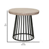 Rita 25 Inch Side End Table Open Cone Base Off White Wood Black Metal By Casagear Home BM311861