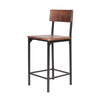 25 Inch Counter Stool Chair Brown Wood Seat and Back Black Metal Legs By Casagear Home BM311917