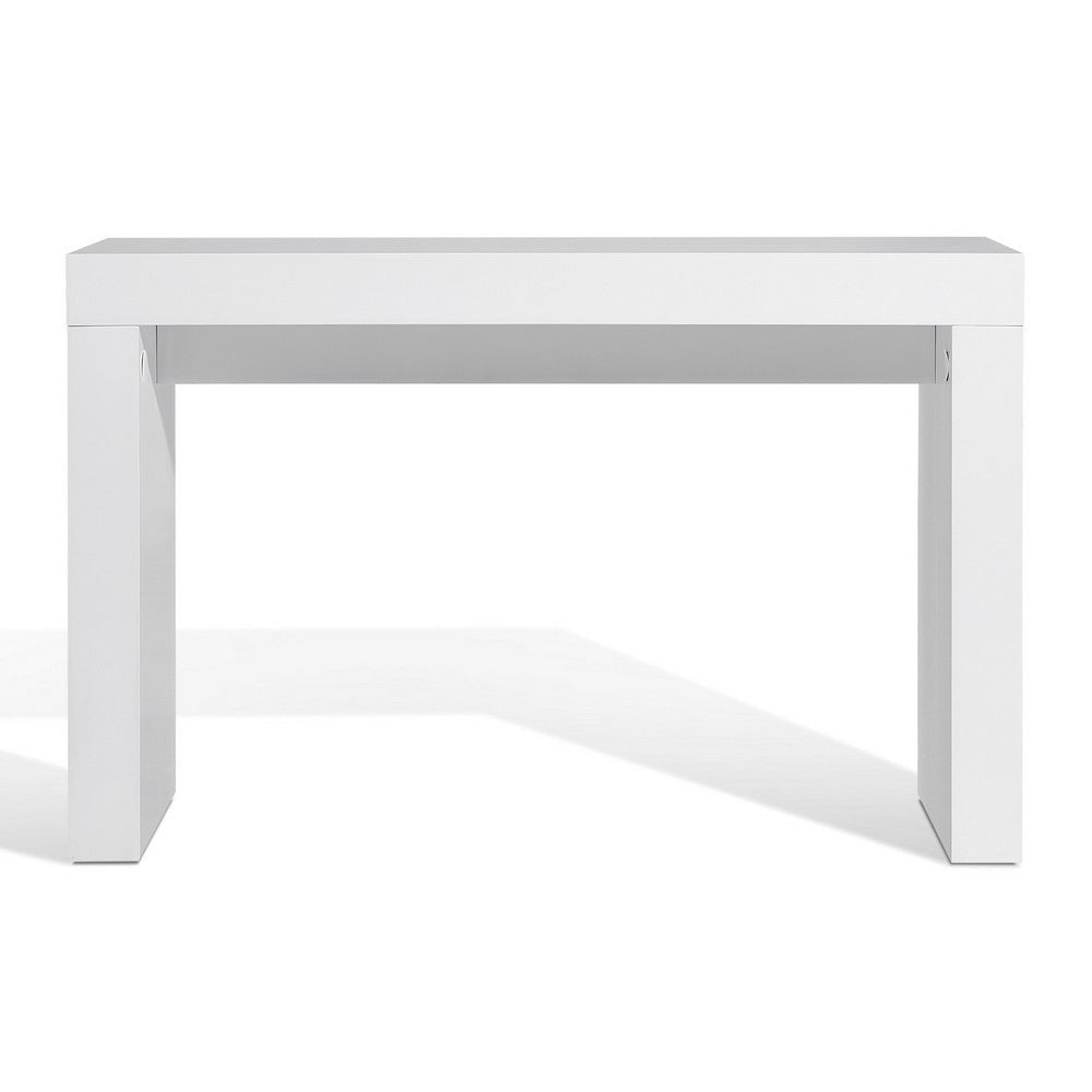 Libi 47 Inch Console Table, Minimalist Rectangular Top, Lacquered White By Casagear Home