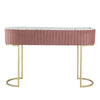 Jeah 47 Inch Console Table 1 Drawer Curved Gold Iron Base Pink Fabric By Casagear Home BM311940