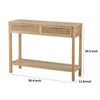 39 Inch Sofa Table 2 Drawers Rattan Cane Design MDF Pine Wood Brown By Casagear Home BM311958