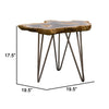 20 Inch Side Accent Table Natural Edges Hairpin Legs Gray Resin Brown By Casagear Home BM311961