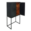 59 Inch Accent Cabinet 2 Doors Iron Stand Acacia Wood MDF Black By Casagear Home BM311994