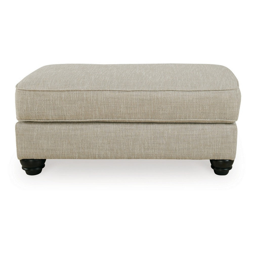 Asen 44 Inch Ottoman with Plush Cushion in Beige Polyester Upholstery By Casagear Home BM312017