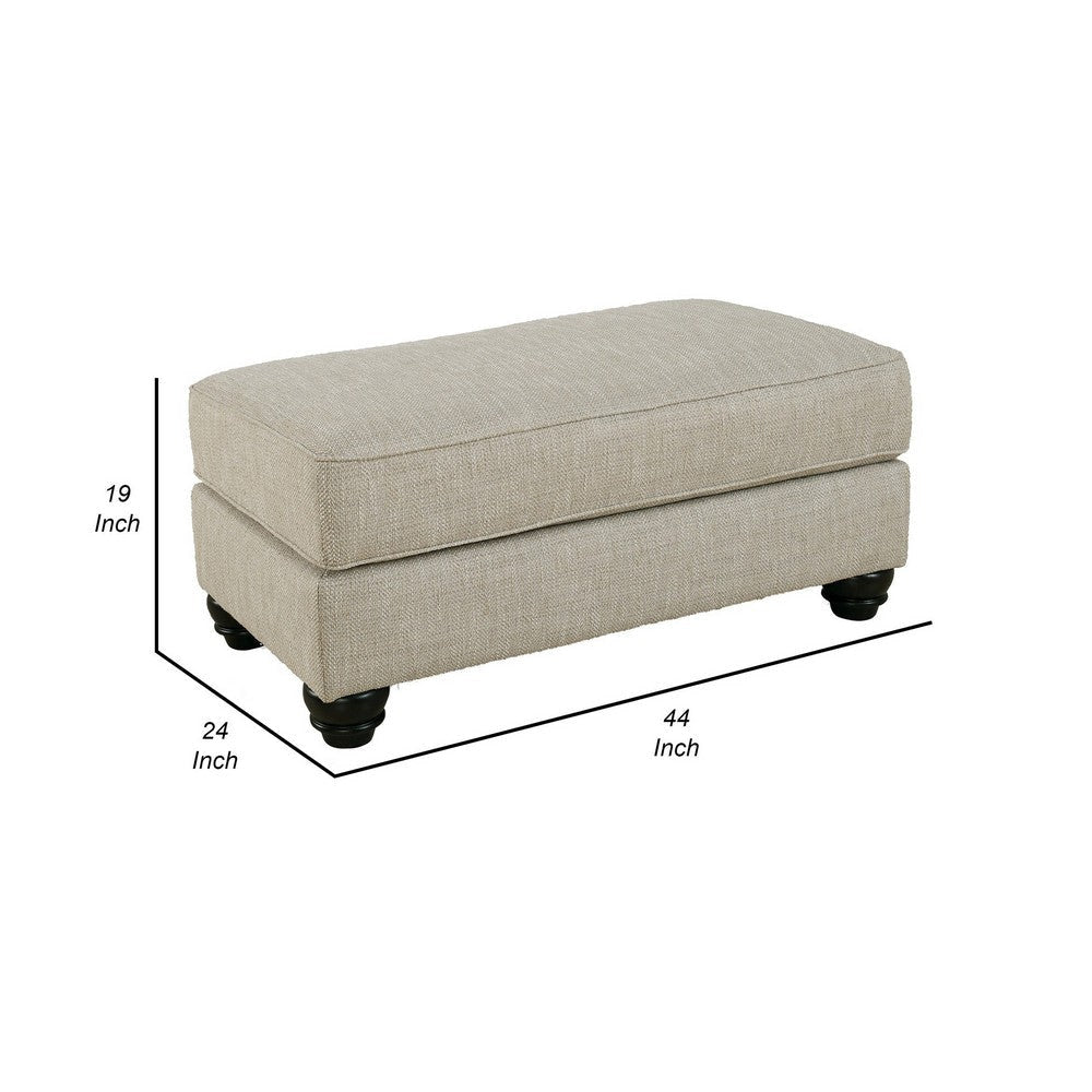 Asen 44 Inch Ottoman with Plush Cushion in Beige Polyester Upholstery By Casagear Home BM312017