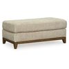 Klyn 44 Inch Ottoman, Plush Cushion, Faux Wood Rail Feet, Beige Polyester By Casagear Home