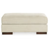 Magg 44 Inch Ottoman Low Profile Block Feet Beige Polyester Upholstery By Casagear Home BM312043