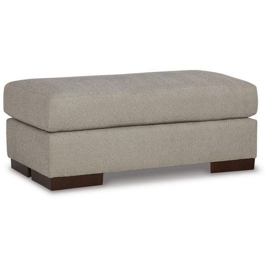 Magg 44 Inch Ottoman, Low Profile Block Feet, Gray Polyester Upholstery By Casagear Home