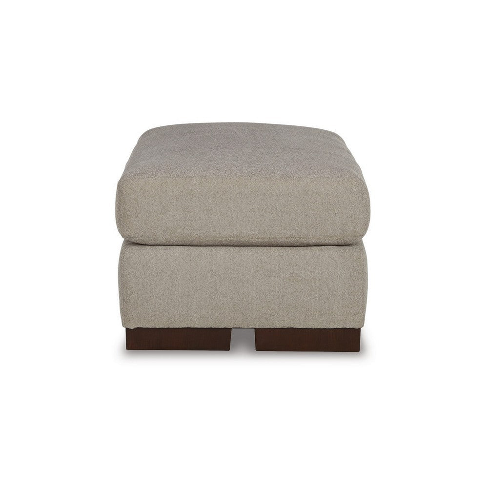 Magg 44 Inch Ottoman Low Profile Block Feet Gray Polyester Upholstery By Casagear Home BM312044