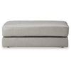 Kaite 44 Inch Ottoman Plush Top Cushion Genuine and Faux Leather Gray By Casagear Home BM312053