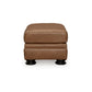 Aida 44 Inch Ottoman Plush Cushion Top Caramel Brown Genuine Leather By Casagear Home BM312058