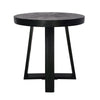 Raj 24 Inch Round Side End Table Cross Legs Design Black Acacia Wood Iron By Casagear Home BM312093