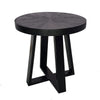 Raj 24 Inch Round Side End Table, Cross Legs Design, Black Acacia Wood Iron By Casagear Home