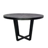 Raj 47 Inch Round Dining Table Cross Legs Design Black Acacia Wood Iron By Casagear Home BM312094