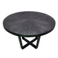 Raj 47 Inch Round Dining Table Cross Legs Design Black Acacia Wood Iron By Casagear Home BM312094