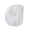 Xion 30 Inch Swivel Accent Chair, White Fabric Upholstery, Gold Iron Base By Casagear Home