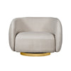 Eros 35 Inch Swivel Accent Chair Plush White Fabric Upholstery Gold Base By Casagear Home BM312107