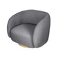 Eros 35 Inch Swivel Accent Chair, Plush Gray Fabric Upholstery, Gold Base By Casagear Home